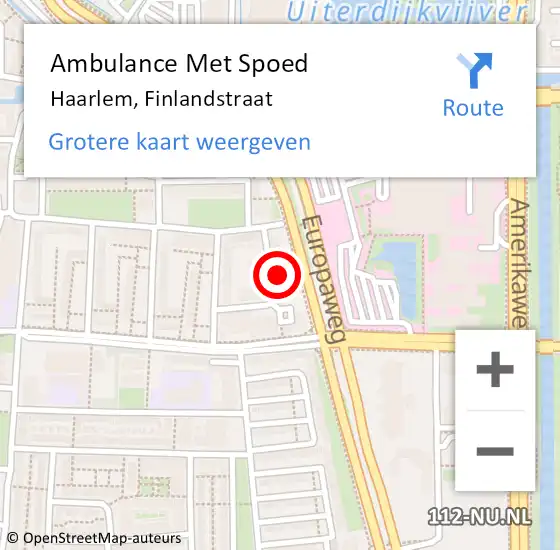 Locatie op kaart van de 112 melding: Ambulance Met Spoed Naar Haarlem, Finlandstraat op 27 augustus 2023 08:45