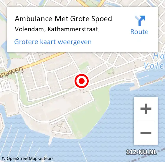 Locatie op kaart van de 112 melding: Ambulance Met Grote Spoed Naar Volendam, Kathammerstraat op 27 augustus 2023 08:50