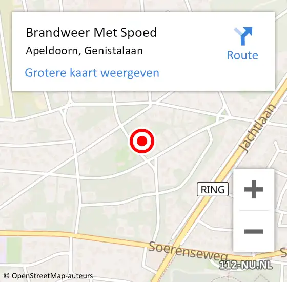 Locatie op kaart van de 112 melding: Brandweer Met Spoed Naar Apeldoorn, Genistalaan op 27 augustus 2023 08:55