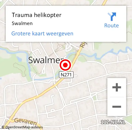 Locatie op kaart van de 112 melding: Trauma helikopter Swalmen op 27 augustus 2023 08:57