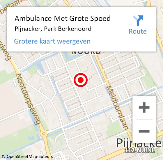 Locatie op kaart van de 112 melding: Ambulance Met Grote Spoed Naar Pijnacker, Park Berkenoord op 27 augustus 2023 09:07
