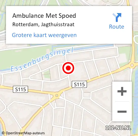 Locatie op kaart van de 112 melding: Ambulance Met Spoed Naar Rotterdam, Jagthuisstraat op 27 augustus 2023 09:08