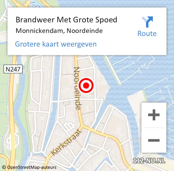 Locatie op kaart van de 112 melding: Brandweer Met Grote Spoed Naar Monnickendam, Noordeinde op 27 augustus 2023 09:22