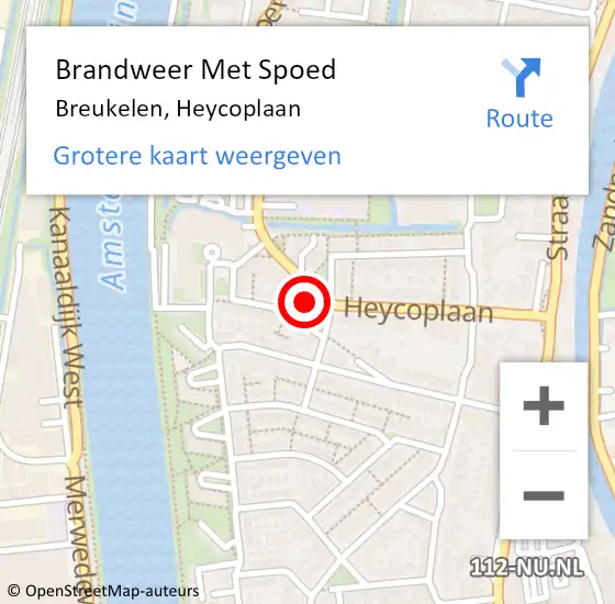 Locatie op kaart van de 112 melding: Brandweer Met Spoed Naar Breukelen, Heycoplaan op 27 augustus 2023 10:24