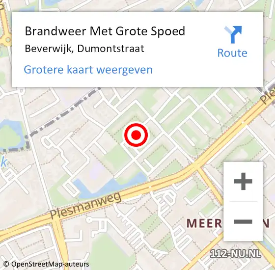 Locatie op kaart van de 112 melding: Brandweer Met Grote Spoed Naar Beverwijk, Dumontstraat op 27 augustus 2023 10:48