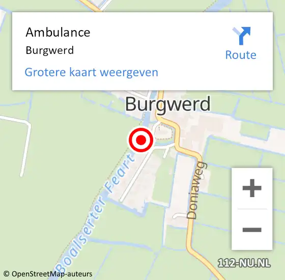 Locatie op kaart van de 112 melding: Ambulance Burgwerd op 27 augustus 2023 10:54