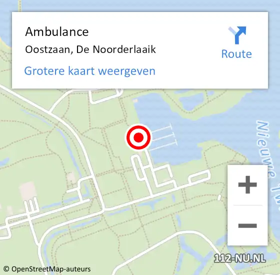 Locatie op kaart van de 112 melding: Ambulance Oostzaan, De Noorderlaaik op 27 augustus 2023 11:16