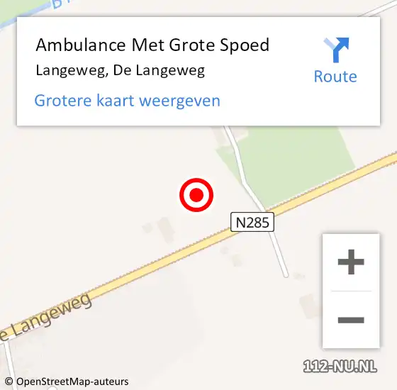 Locatie op kaart van de 112 melding: Ambulance Met Grote Spoed Naar Langeweg, De Langeweg op 27 augustus 2023 11:36