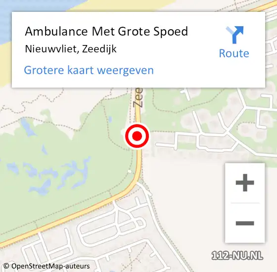 Locatie op kaart van de 112 melding: Ambulance Met Grote Spoed Naar Nieuwvliet, Zeedijk op 6 september 2014 02:38