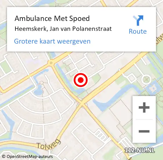 Locatie op kaart van de 112 melding: Ambulance Met Spoed Naar Heemskerk, Jan van Polanenstraat op 27 augustus 2023 11:41