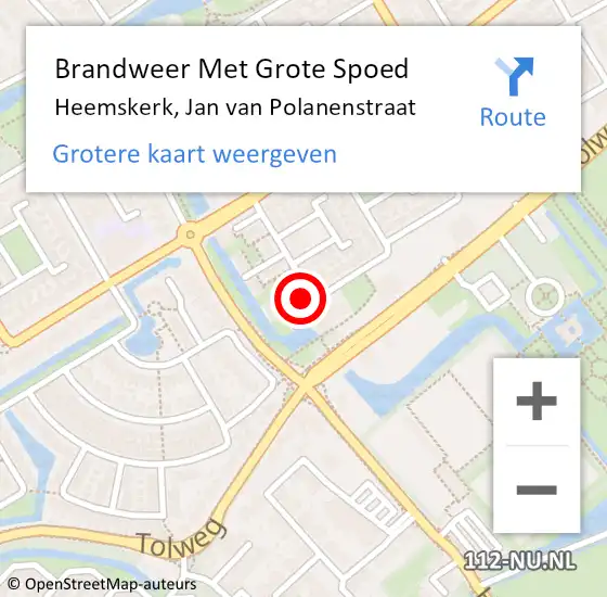 Locatie op kaart van de 112 melding: Brandweer Met Grote Spoed Naar Heemskerk, Jan van Polanenstraat op 27 augustus 2023 11:42