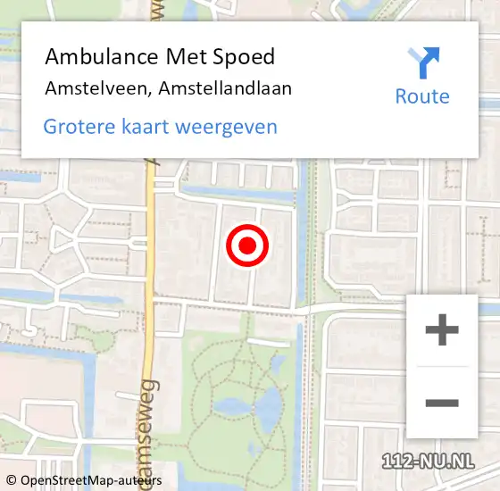 Locatie op kaart van de 112 melding: Ambulance Met Spoed Naar Amstelveen, Amstellandlaan op 27 augustus 2023 12:53