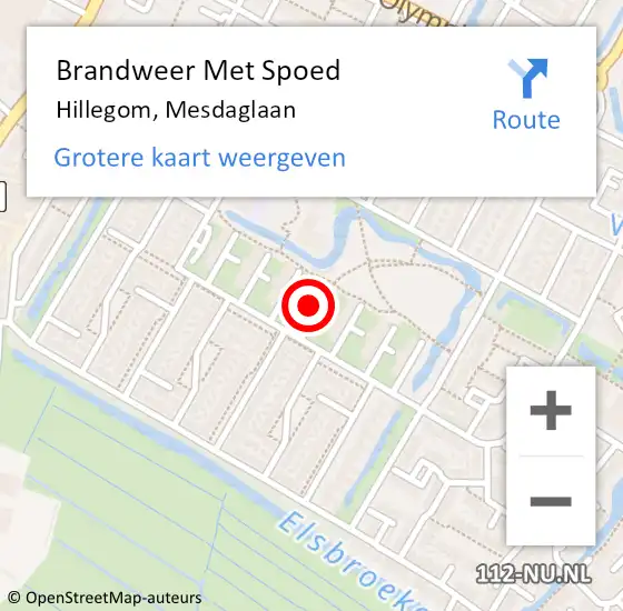Locatie op kaart van de 112 melding: Brandweer Met Spoed Naar Hillegom, Mesdaglaan op 27 augustus 2023 13:08