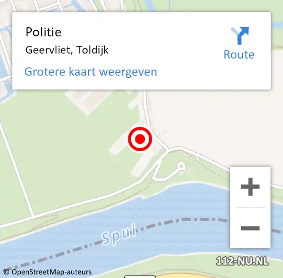 Locatie op kaart van de 112 melding: Politie Geervliet, Toldijk op 27 augustus 2023 13:12