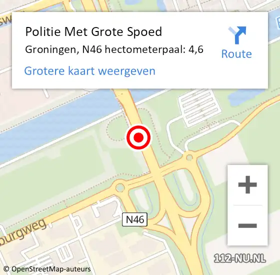 Locatie op kaart van de 112 melding: Politie Met Grote Spoed Naar Groningen, N46 hectometerpaal: 4,6 op 27 augustus 2023 13:48