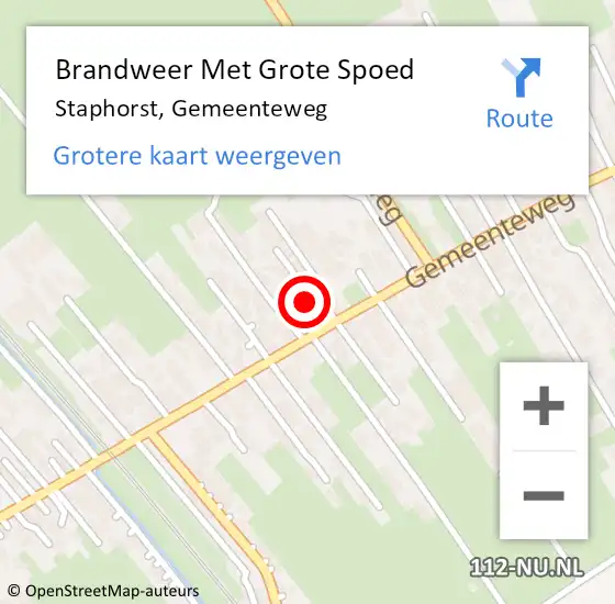 Locatie op kaart van de 112 melding: Brandweer Met Grote Spoed Naar Staphorst, Gemeenteweg op 27 augustus 2023 13:51