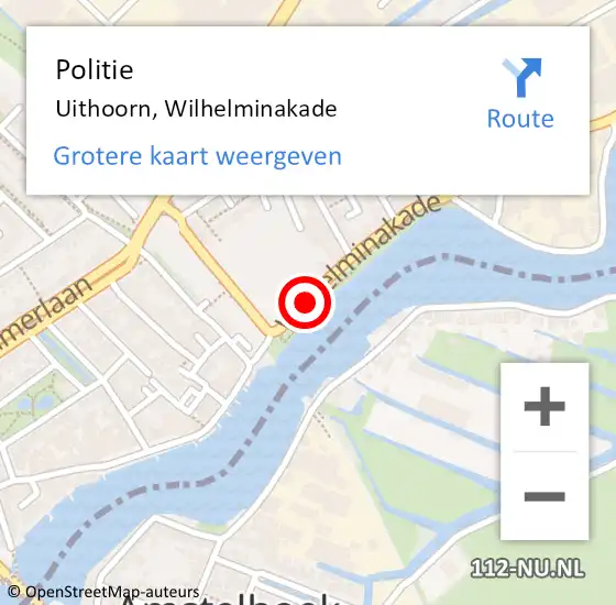 Locatie op kaart van de 112 melding: Politie Uithoorn, Wilhelminakade op 6 september 2014 03:10