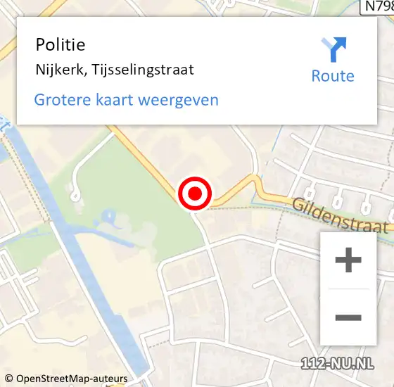 Locatie op kaart van de 112 melding: Politie Nijkerk, Tijsselingstraat op 27 augustus 2023 14:14