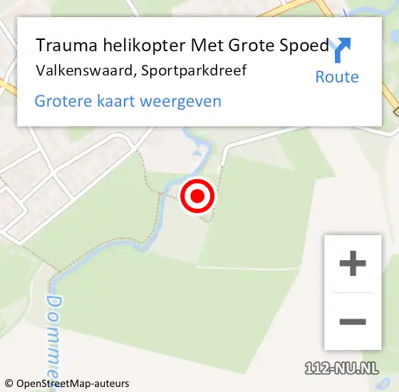 Locatie op kaart van de 112 melding: Trauma helikopter Met Grote Spoed Naar Valkenswaard, Sportparkdreef op 27 augustus 2023 14:20
