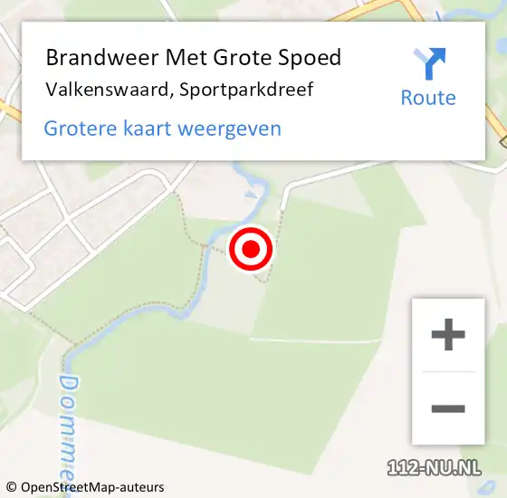 Locatie op kaart van de 112 melding: Brandweer Met Grote Spoed Naar Valkenswaard, Sportparkdreef op 27 augustus 2023 14:21