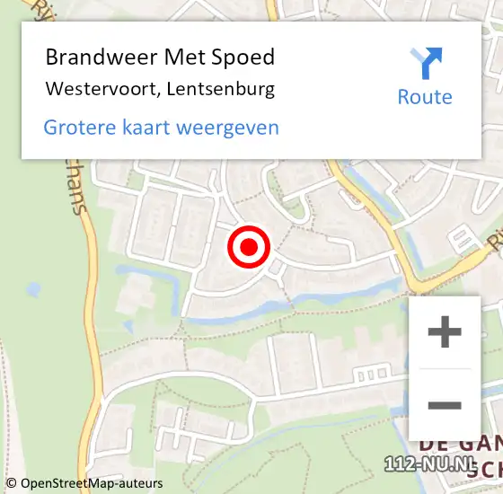 Locatie op kaart van de 112 melding: Brandweer Met Spoed Naar Westervoort, Lentsenburg op 27 augustus 2023 14:34