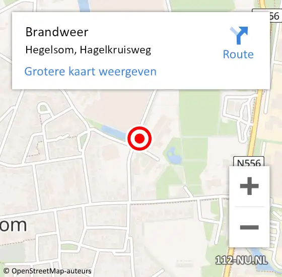 Locatie op kaart van de 112 melding: Brandweer Hegelsom, Hagelkruisweg op 27 augustus 2023 15:50