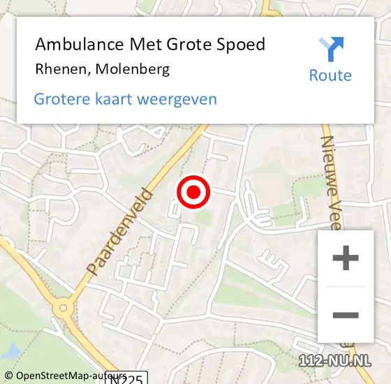 Locatie op kaart van de 112 melding: Ambulance Met Grote Spoed Naar Rhenen, Molenberg op 6 september 2014 03:42