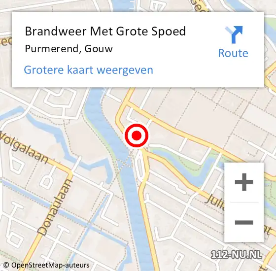 Locatie op kaart van de 112 melding: Brandweer Met Grote Spoed Naar Purmerend, Gouw op 27 augustus 2023 16:10