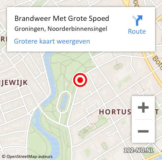 Locatie op kaart van de 112 melding: Brandweer Met Grote Spoed Naar Groningen, Noorderbinnensingel op 27 augustus 2023 17:12