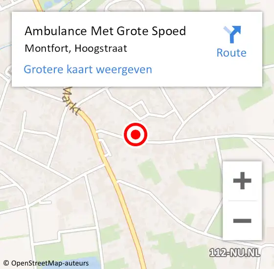 Locatie op kaart van de 112 melding: Ambulance Met Grote Spoed Naar Montfort, Hoogstraat op 27 augustus 2023 17:36