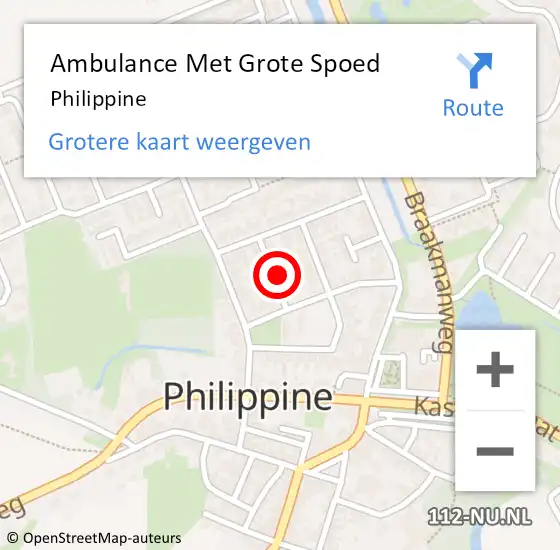 Locatie op kaart van de 112 melding: Ambulance Met Grote Spoed Naar Philippine op 27 augustus 2023 18:43