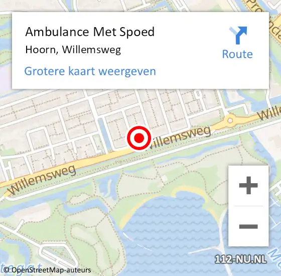 Locatie op kaart van de 112 melding: Ambulance Met Spoed Naar Hoorn, Willemsweg op 27 augustus 2023 18:45