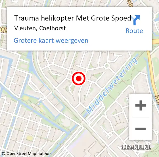 Locatie op kaart van de 112 melding: Trauma helikopter Met Grote Spoed Naar Vleuten, Coelhorst op 27 augustus 2023 18:47