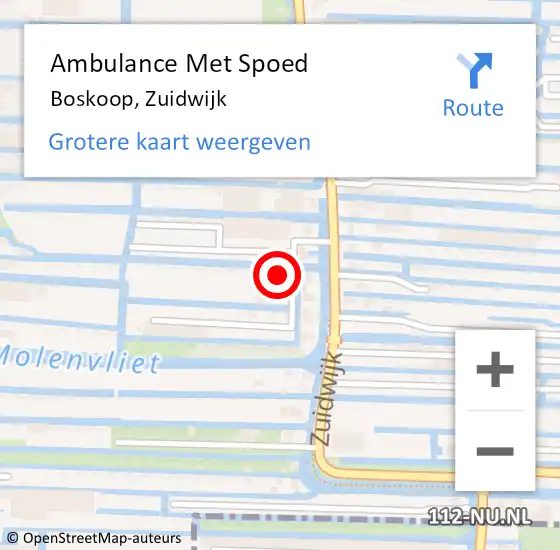 Locatie op kaart van de 112 melding: Ambulance Met Spoed Naar Boskoop, Zuidwijk op 27 augustus 2023 19:25