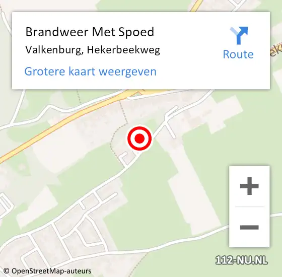 Locatie op kaart van de 112 melding: Brandweer Met Spoed Naar Valkenburg, Hekerbeekweg op 27 augustus 2023 19:28