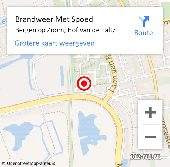 Locatie op kaart van de 112 melding: Brandweer Met Spoed Naar Bergen op Zoom, Hof van de Paltz op 27 augustus 2023 19:32