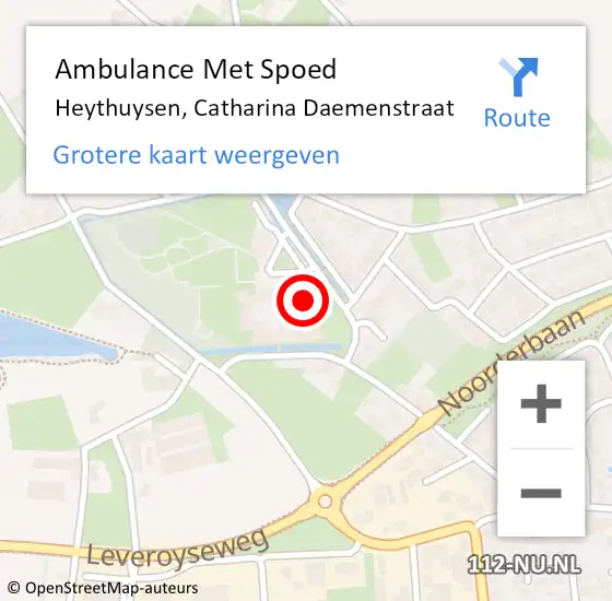 Locatie op kaart van de 112 melding: Ambulance Met Spoed Naar Heythuysen, Catharina Daemenstraat op 27 augustus 2023 19:52