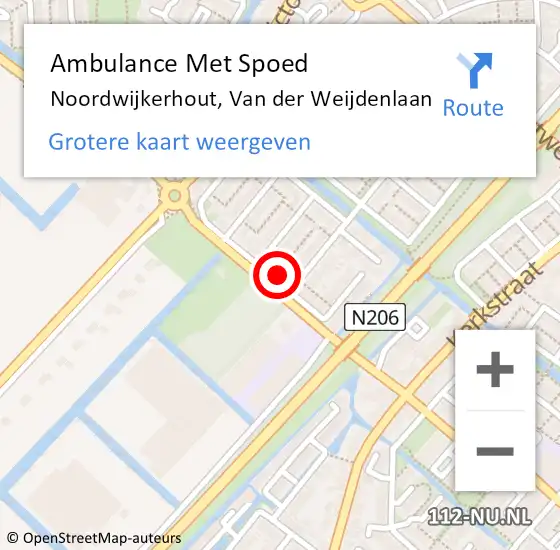 Locatie op kaart van de 112 melding: Ambulance Met Spoed Naar Noordwijkerhout, Van der Weijdenlaan op 27 augustus 2023 20:09