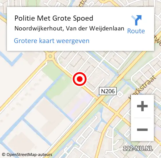 Locatie op kaart van de 112 melding: Politie Met Grote Spoed Naar Noordwijkerhout, Van der Weijdenlaan op 27 augustus 2023 20:09