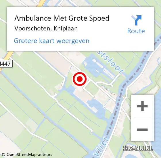 Locatie op kaart van de 112 melding: Ambulance Met Grote Spoed Naar Voorschoten, Kniplaan op 27 augustus 2023 20:10