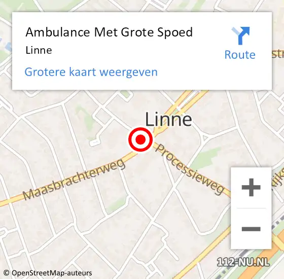 Locatie op kaart van de 112 melding: Ambulance Met Grote Spoed Naar Linne op 27 augustus 2023 20:11