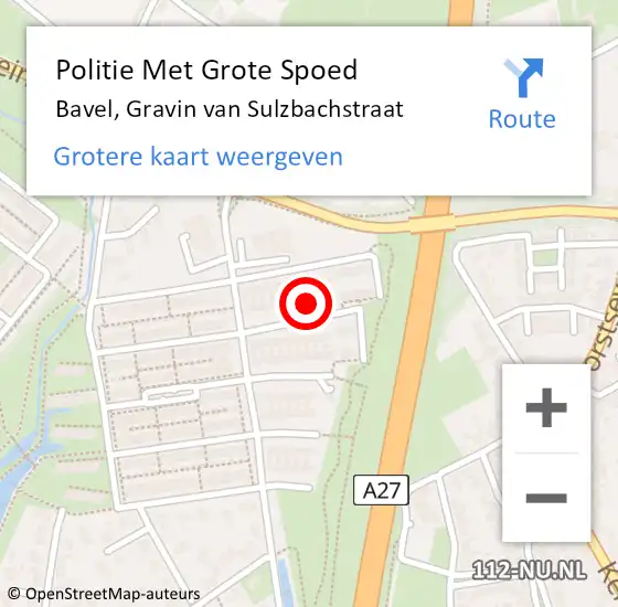 Locatie op kaart van de 112 melding: Politie Met Grote Spoed Naar Bavel, Gravin van Sulzbachstraat op 27 augustus 2023 20:16