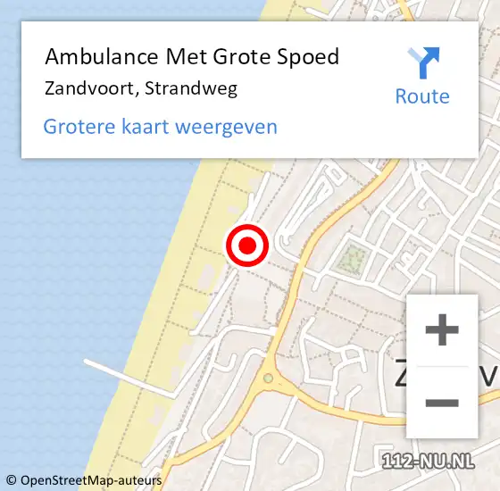 Locatie op kaart van de 112 melding: Ambulance Met Grote Spoed Naar Zandvoort, Strandweg op 27 augustus 2023 20:21