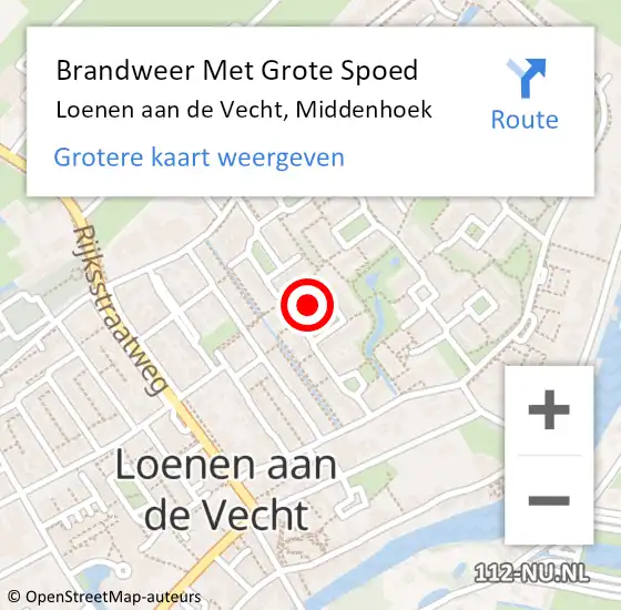 Locatie op kaart van de 112 melding: Brandweer Met Grote Spoed Naar Loenen aan de Vecht, Middenhoek op 27 augustus 2023 20:37