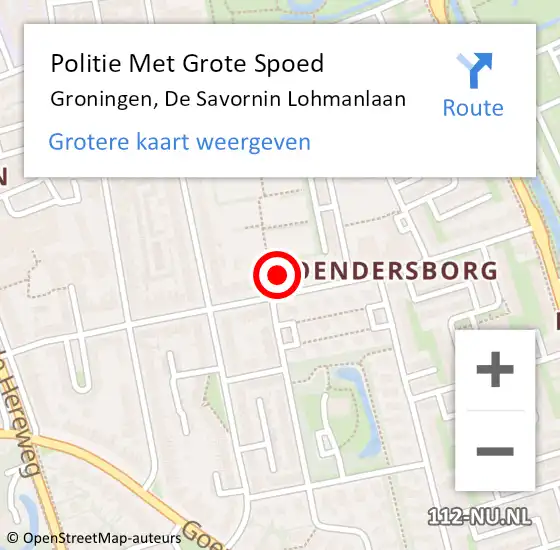 Locatie op kaart van de 112 melding: Politie Met Grote Spoed Naar Groningen, De Savornin Lohmanlaan op 27 augustus 2023 20:38