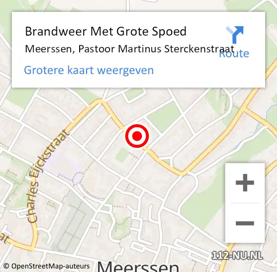 Locatie op kaart van de 112 melding: Brandweer Met Grote Spoed Naar Meerssen, Pastoor Martinus Sterckenstraat op 27 augustus 2023 20:49