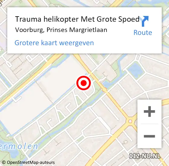 Locatie op kaart van de 112 melding: Trauma helikopter Met Grote Spoed Naar Voorburg, Prinses Margrietlaan op 27 augustus 2023 20:53