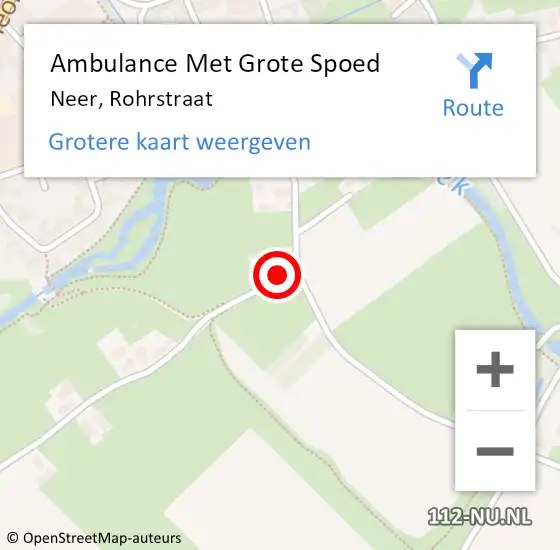 Locatie op kaart van de 112 melding: Ambulance Met Grote Spoed Naar Neer, Rohrstraat op 27 augustus 2023 20:59