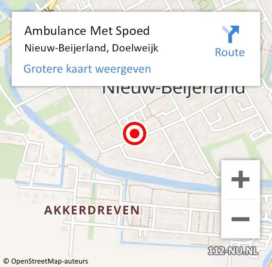 Locatie op kaart van de 112 melding: Ambulance Met Spoed Naar Nieuw-Beijerland, Doelweijk op 27 augustus 2023 21:29