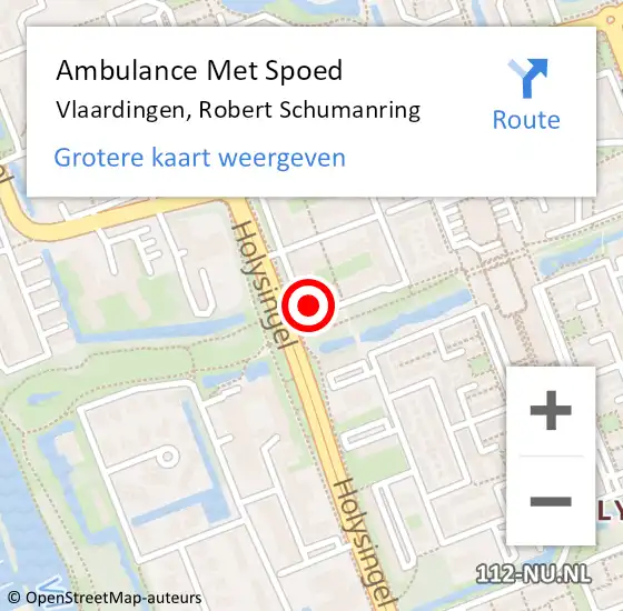 Locatie op kaart van de 112 melding: Ambulance Met Spoed Naar Vlaardingen, Robert Schumanring op 27 augustus 2023 21:43